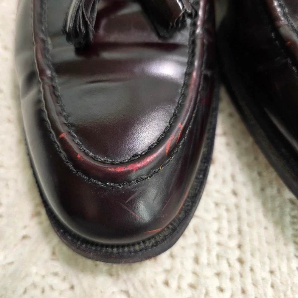 VTG‎ Johnston & Murphy Tassel Loafers Oxblood Leather Mens 10.5 D